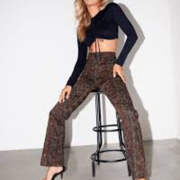 Motel Rocks Zoven Snakeskin Print Hi Rise Flare Jeans XS - Picture 1 of 8